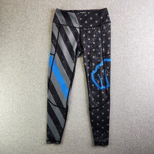 Feed Me Fight Me Leggings Womens S Gray American Flag Stars Patriotic Lifting